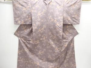 未使用品　仕立て上がり　花模様織り出し手織り紬着物